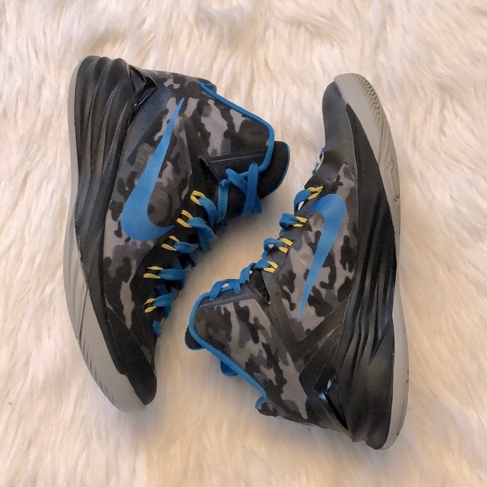 Nike Hyperdunk Black Camo and Blue Basketball Sneakers